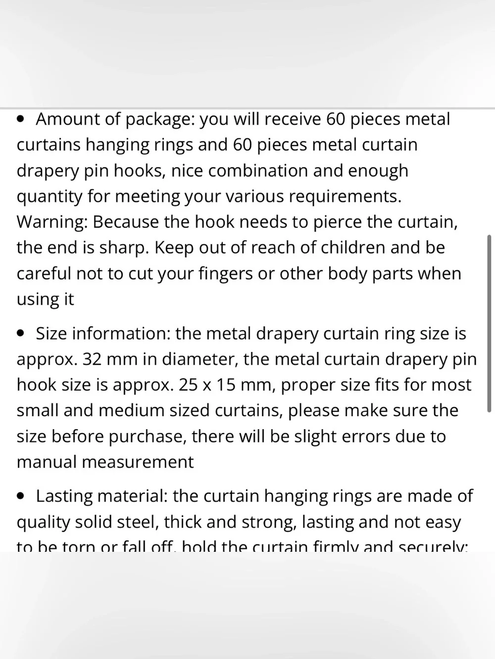 Curtain Rings 1.26” with Pin Hooks (Window Door Shower) - CHAMPAGNE GOLD (60pc)